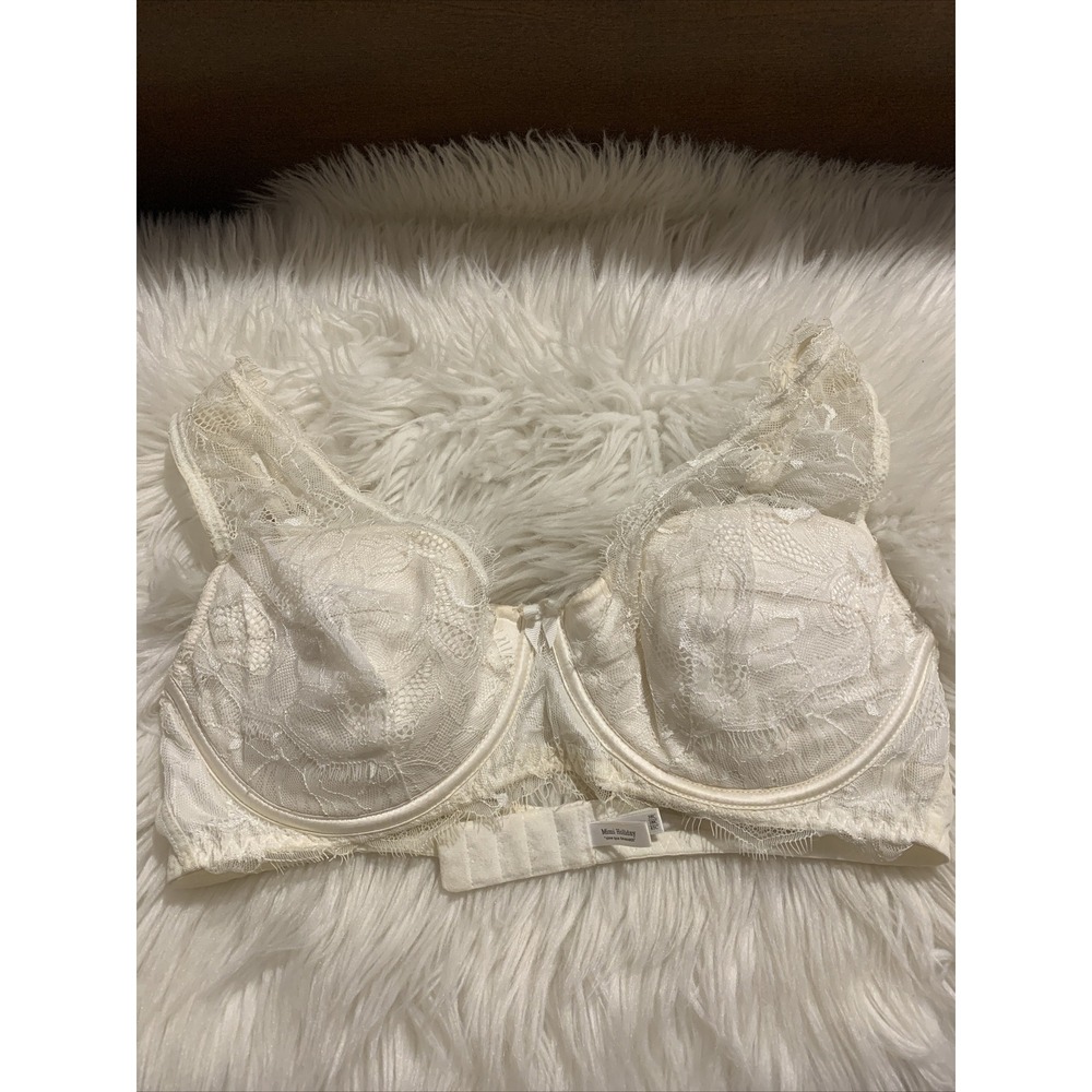 mimi holliday Sine Qua Damaris Bra 38C White Floral Trim T Shirt Bra